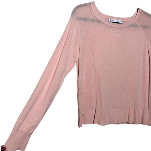 ZARA PINK CREW NECK PULL OVER CARDIGAN SIZE SMALL - Picture 4 of 8